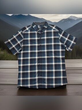 Kuhl Wildfibre Mens Size L Blue Plaid Organic Cotton Shirt